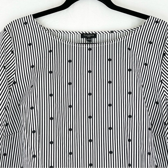 Talbots Black White Striped Dot Blouse Sz 1X  Top - Picture 5 of 14